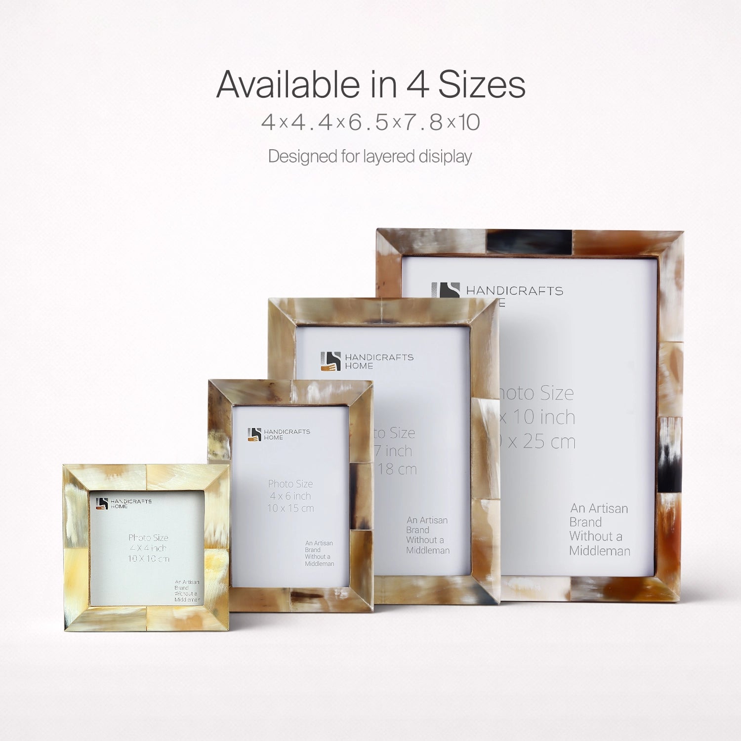 Horn Inlay Picture Frame Tabletop Wall 4x4 4x6 5x7 8x10