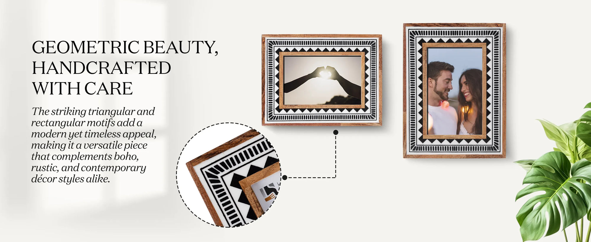 Wood Resin Inlay Handmade Black & White Geometric Picture Frame - 4x6, 5x7