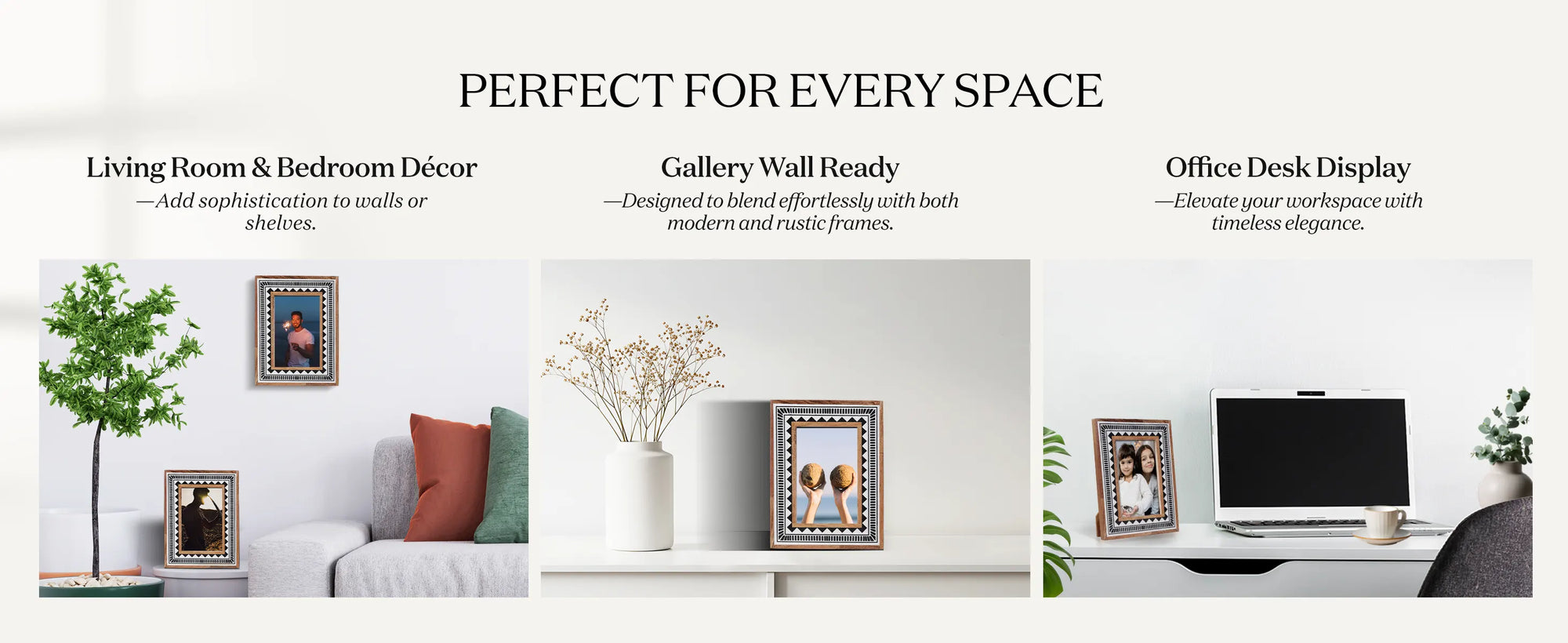 Wood Resin Inlay Handmade Black & White Geometric Picture Frame - 4x6, 5x7