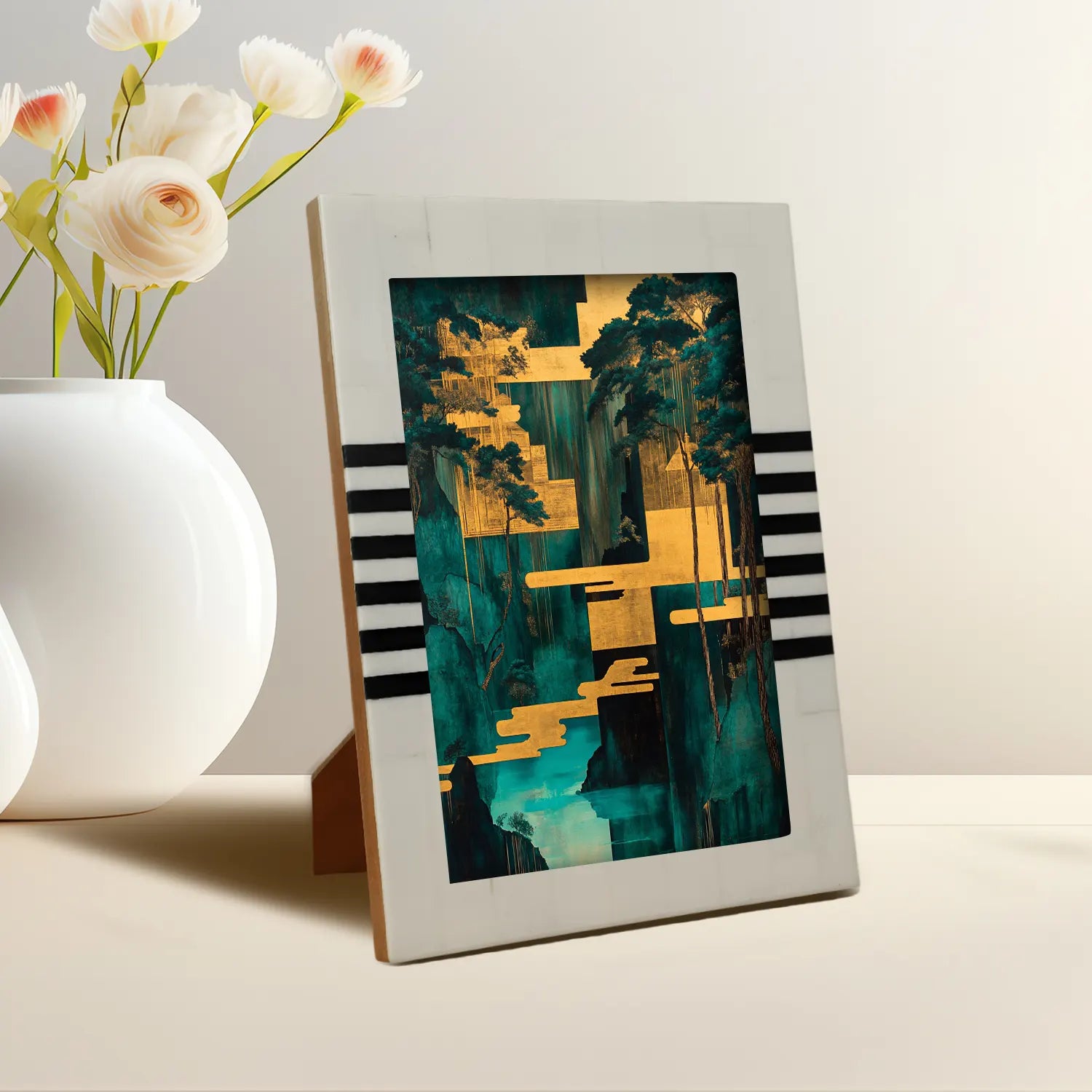 Picture Frames Contour Lado Pattern Resin Inlay Collection in 2 Sizes, Make to Order