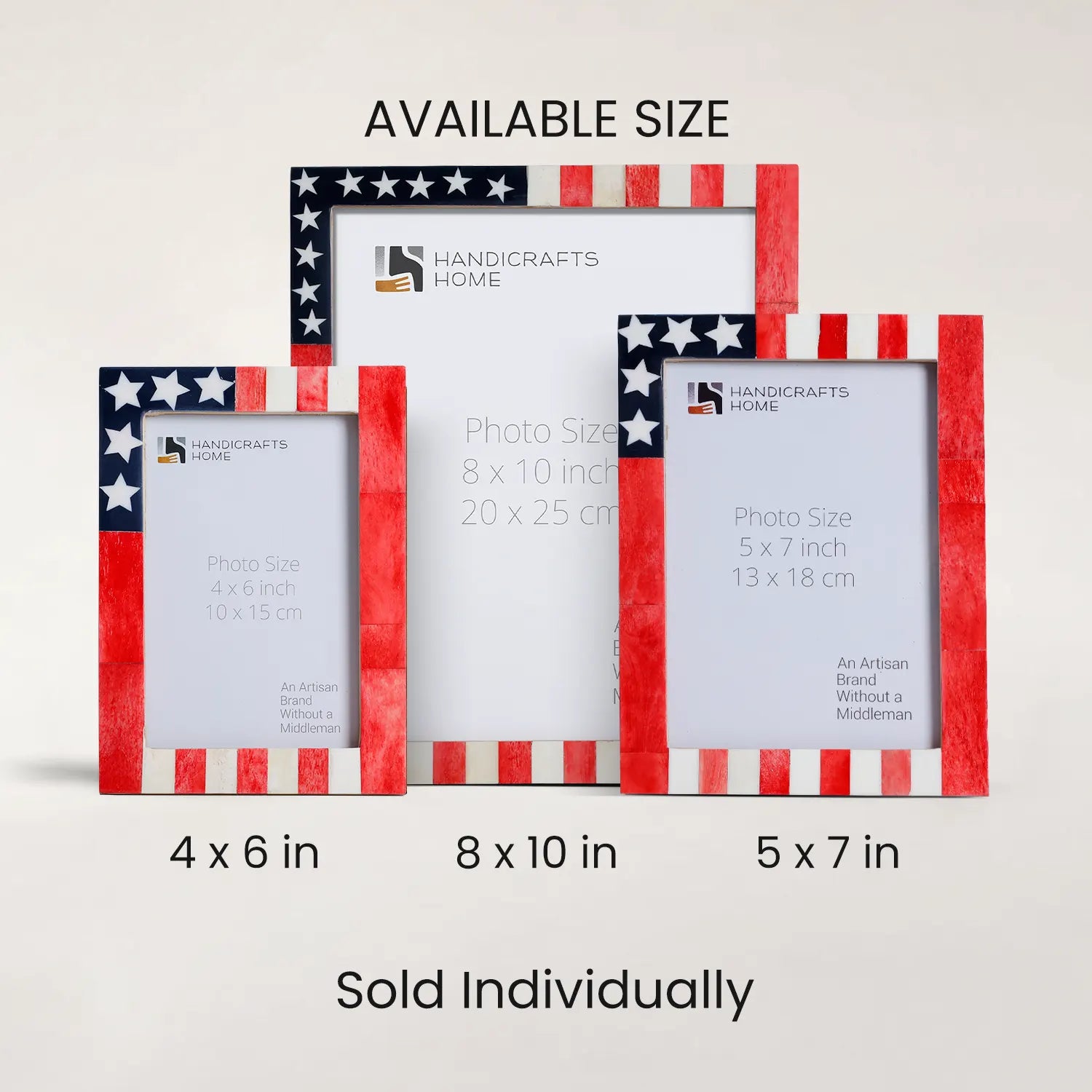 Picture Frame American Flag Pattern Collection Bone & Resin Inlay - 4x6, 5x7 & 8x10