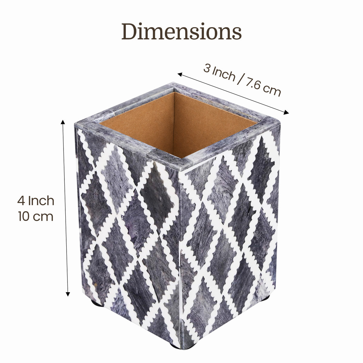 Pen holder moroccan art diamond grey 3x4 Inch