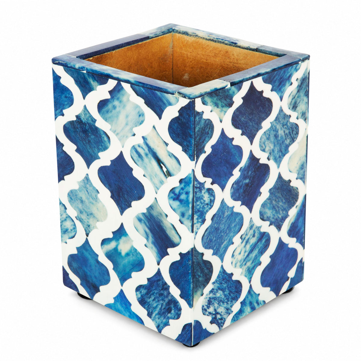Mumtaz Bone & Resin Inlay Desk Organizer | Blue & White | 3x3x4"