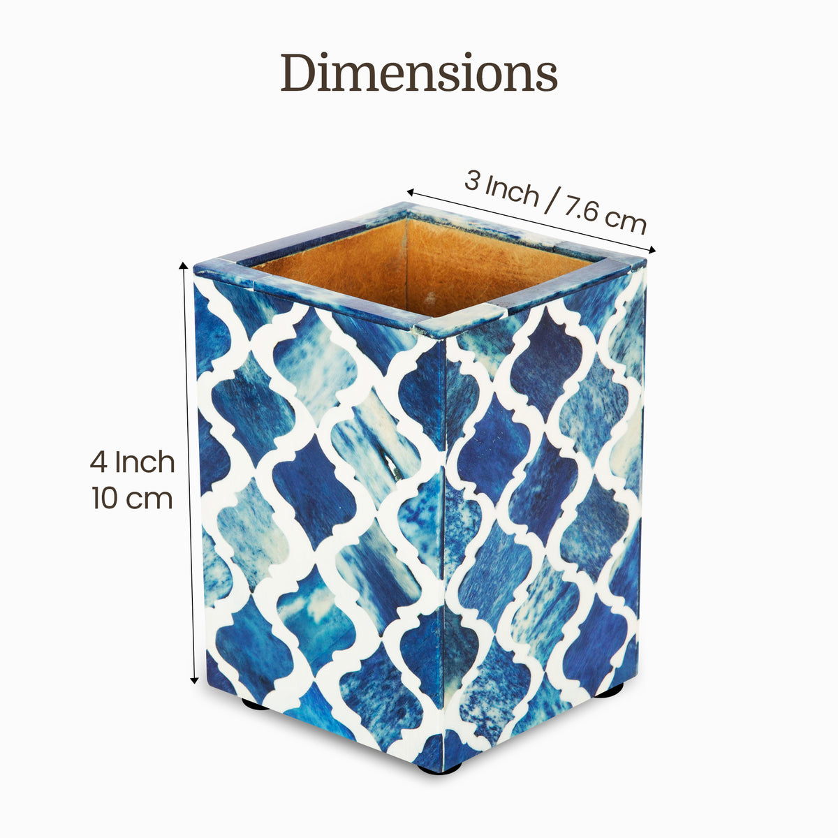 Mumtaz Bone & Resin Inlay Desk Organizer | Blue & White | 3x3x4"