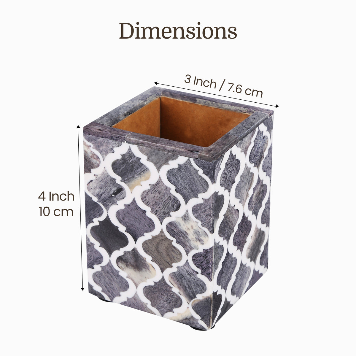 Mumtaz Bone & Resin Inlay Desk Organizer | Grey & White | 3x3x4"
