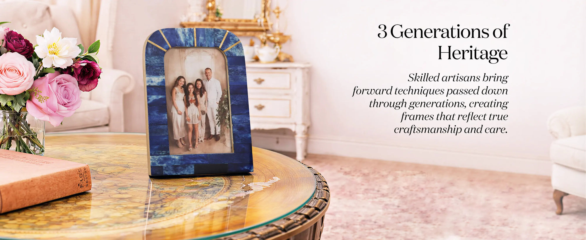 Picture Frames Palace Well Pattern Bone Inlay Collection in 2 Sizes