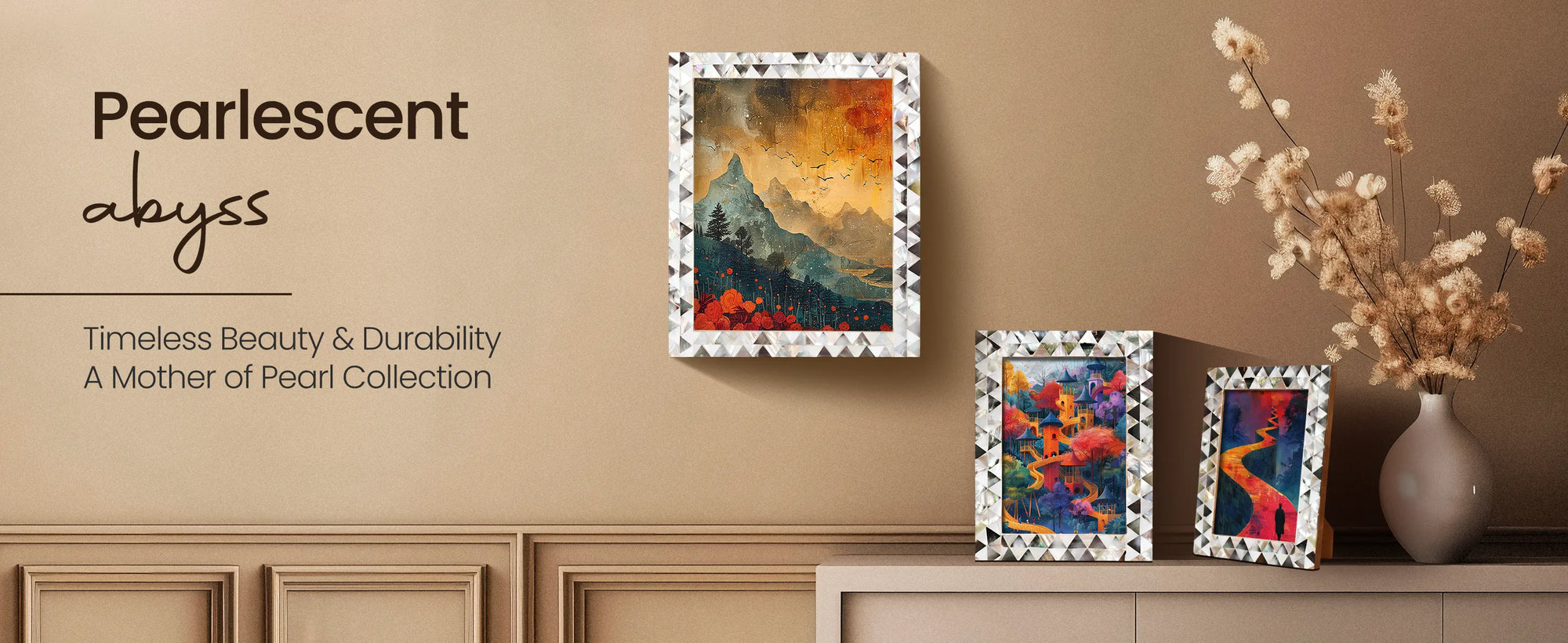 Picture Frames Pearlescent Abyss Pattern Mother of Pearl Collection in 3 Sizes