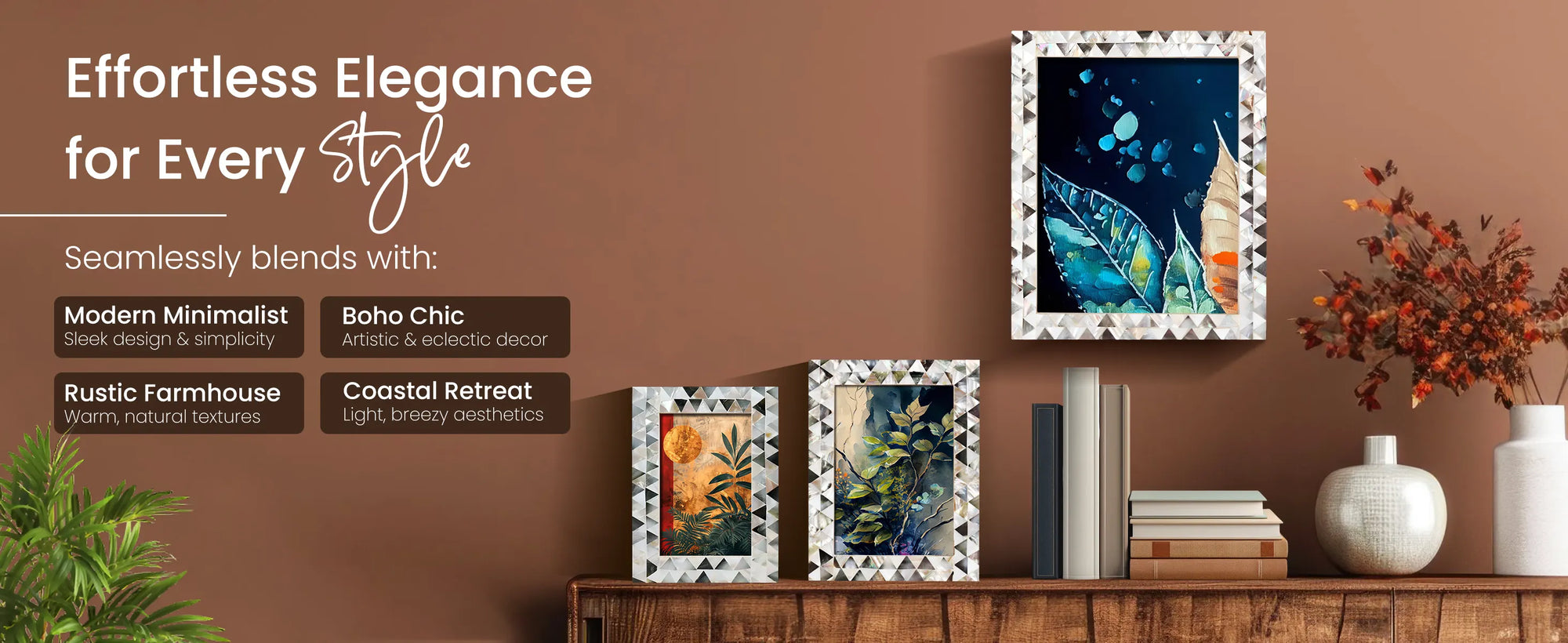 Picture Frames Pearlescent Abyss Pattern Mother of Pearl Collection in 3 Sizes