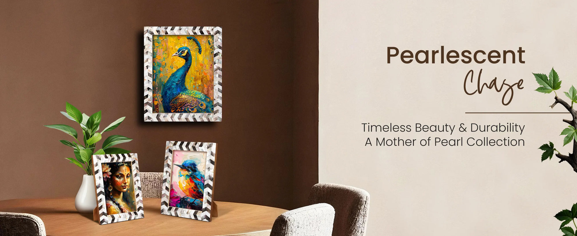 Picture Frames Pearlescent Chase Pattern Mother of Pearl Collection in 3 Sizes