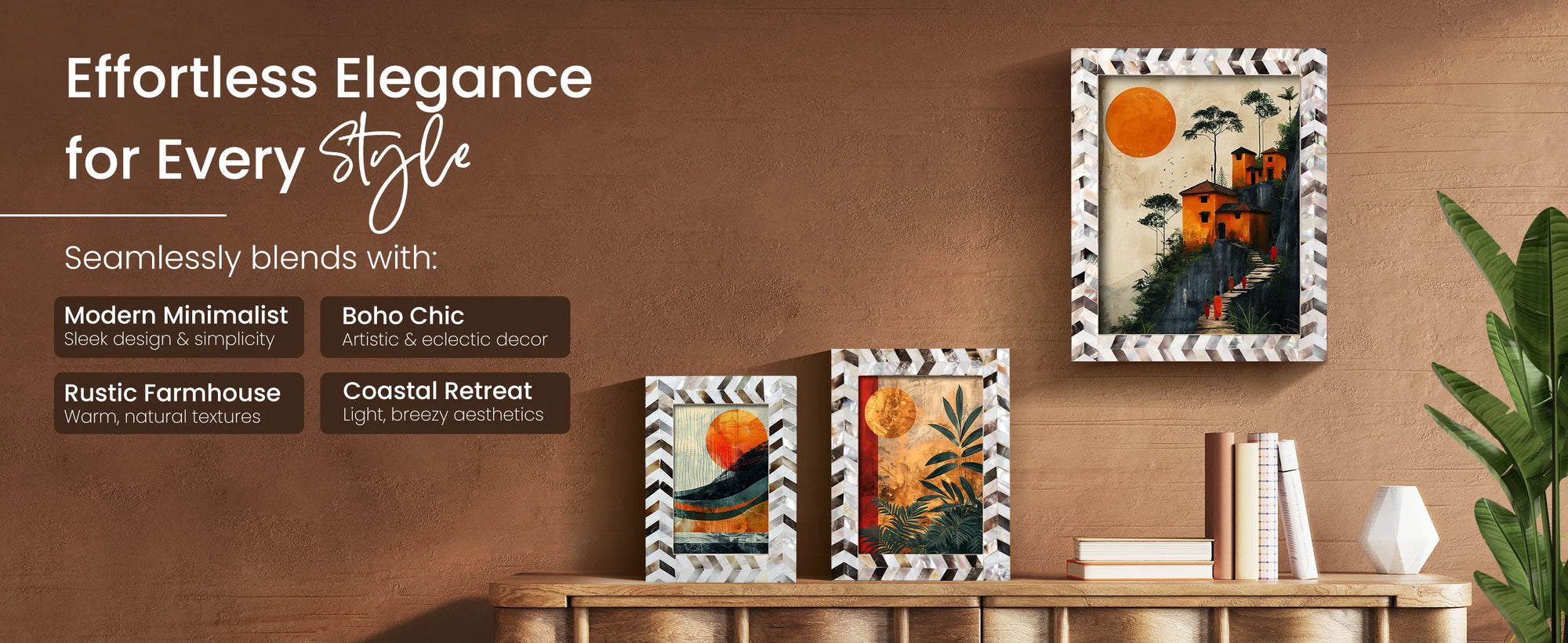 Picture Frames Pearlescent Chase Pattern Mother of Pearl Collection in 3 Sizes