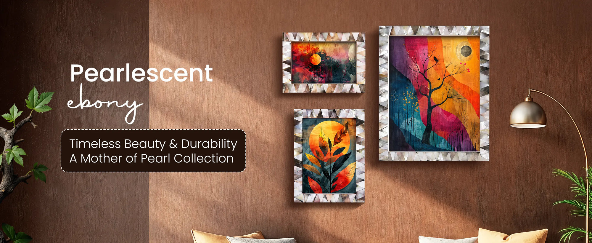 Picture Frames Pearlescent Ebony Pattern Mother of Pearl Collection in 3 Sizes
