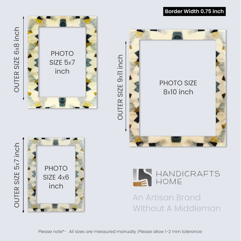 Size Chart for Picture Frames Candy Cane Blueberry Pattern Resin Inlay Collection in 3 Sizes, Pack of 2