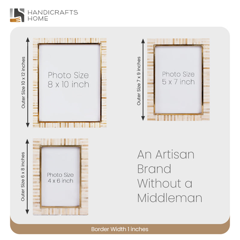 Size Chart for Picture Frames Halo Keys Pattern Bone Inlay White in 3 Sizes