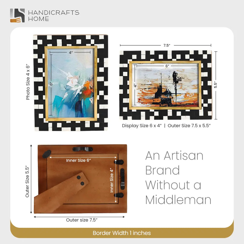 Size Chart for Picture Frames Halo Mosaic Pattern Resin Inlay Collection, 4x6