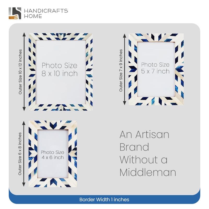 Size Chart for Picture Frames Hypno Frost Pattern Bone Inlay Collection in 3 Sizes