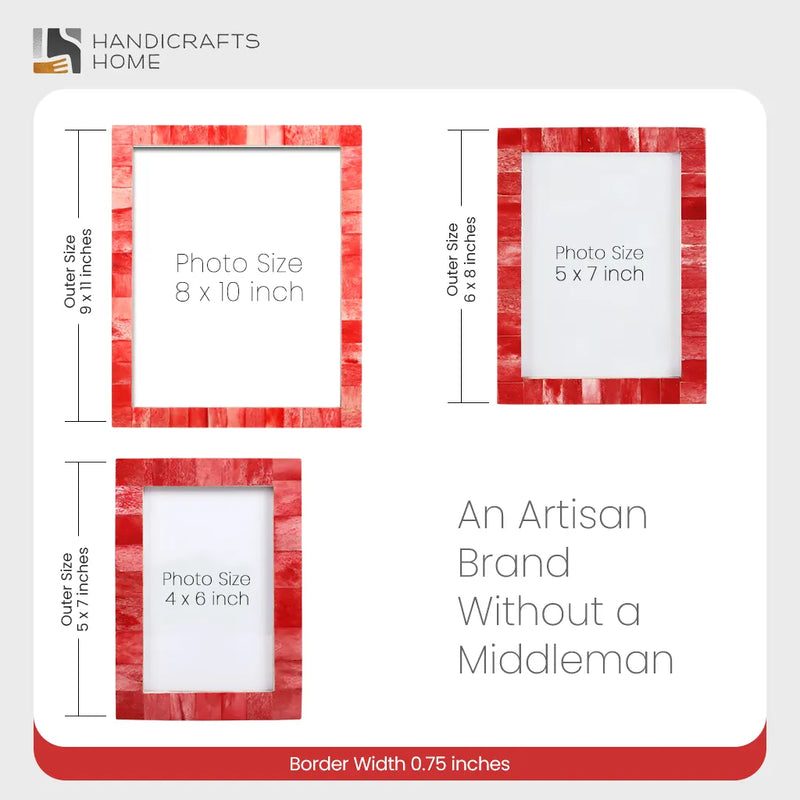 Size Chart for Picture Frames Classic Pattern Bone Inlay Collection in 3 Sizes, Pack of 2 - Yellow