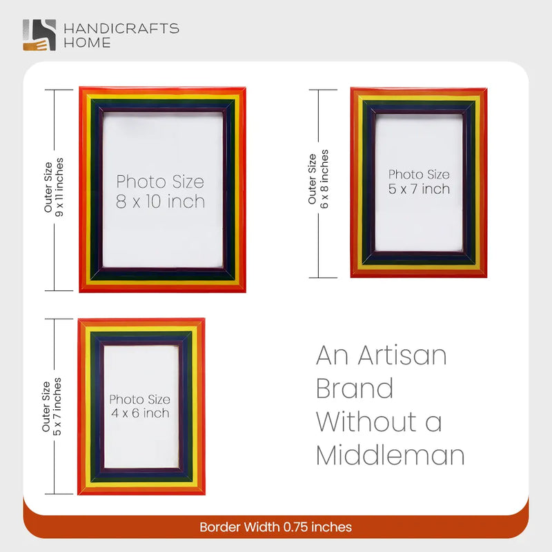 Size Chart for Picture Frames Spectrum Pride Pattern Resin Inlay Collection in 3 Sizes