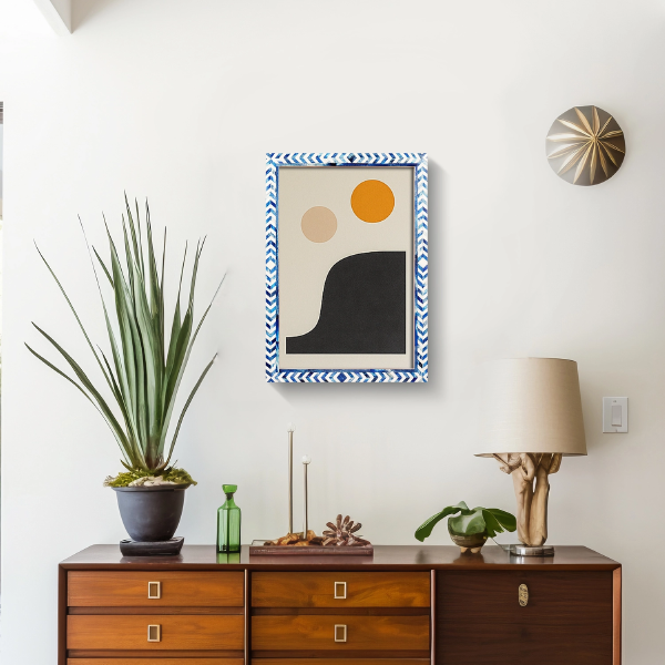 Picture Frames Taj Pattern Bone Inlay Collection in 27 Sizes, Blue