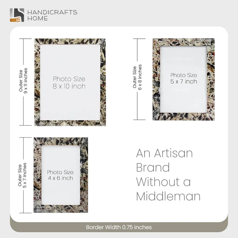 Size Chart for Picture Frames Rare Earth Corsica Pattern Resin Inlay Collection in 3 Sizes