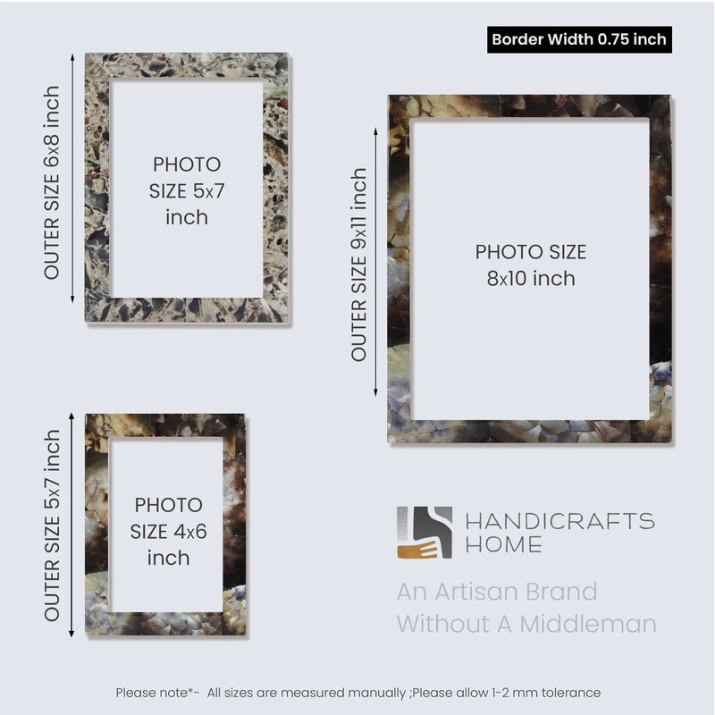 Size Chart for Picture Frames Rare Earth Infinity Pattern Resin Inlay Collection in 3 Sizes