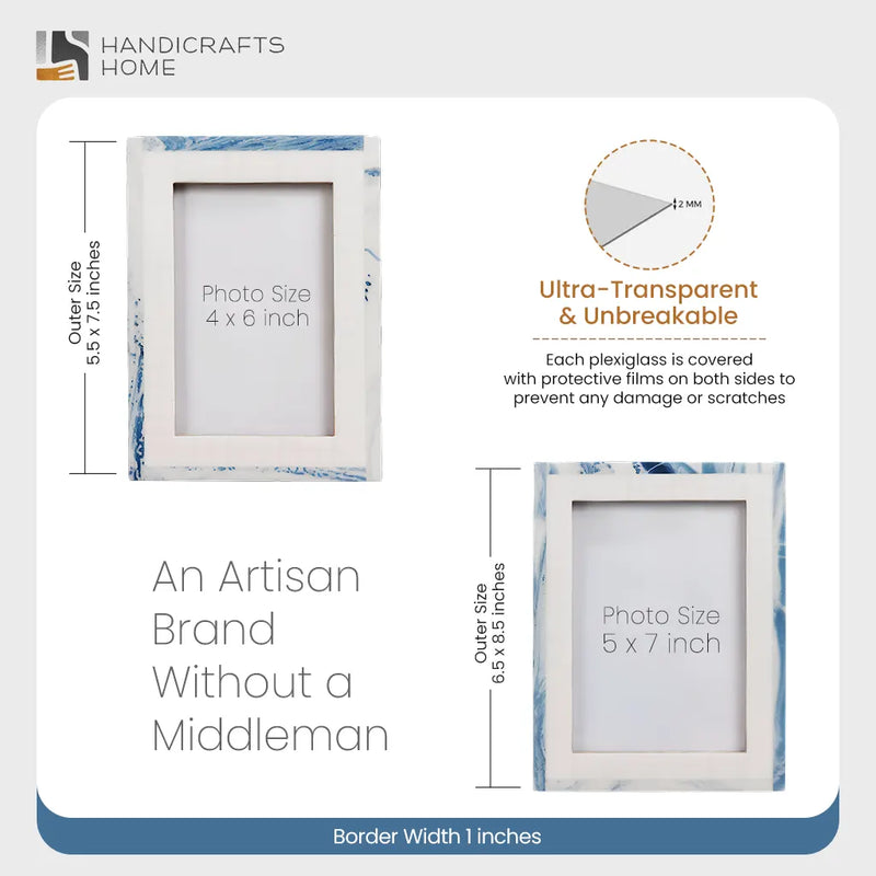 Size Chart for Resin Inlay Cosmo Blue White & Blue Picture Frame