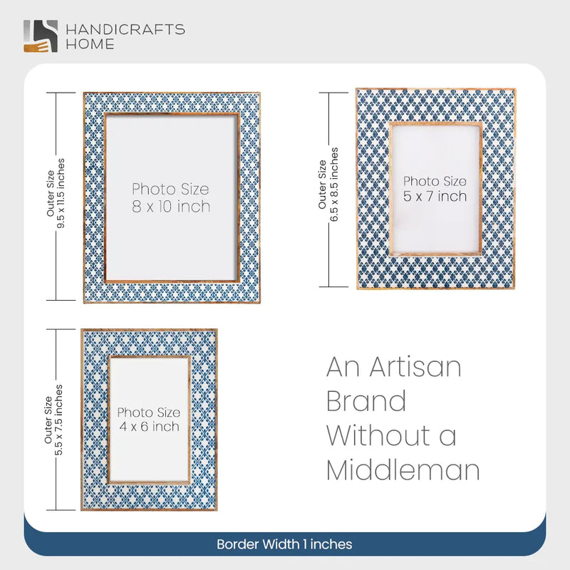 Size Chart for Picture Frames Rhythm Diamonds Pattern Resin Inlay Collection in 3 Sizes