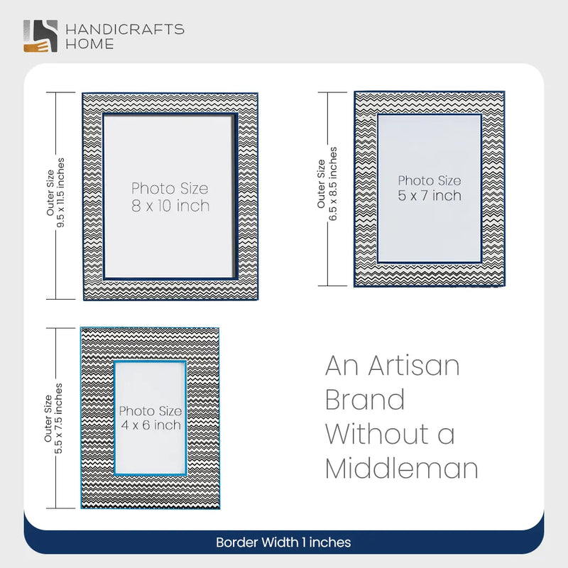 Size Chart for Picture Frames Rhythm Waves Pattern Resin Inlay Collection in 3 Sizes