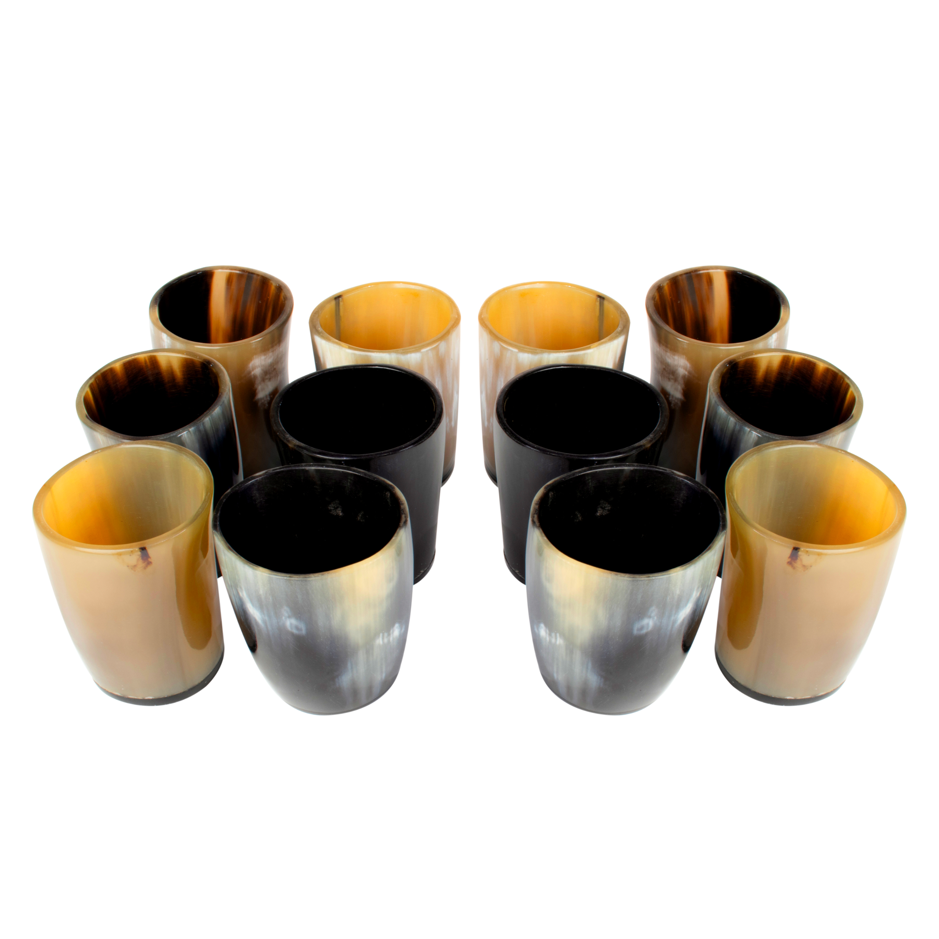 Horn Whiskey Shot Glasses Pack 12 - Holds Upto 6.5 oz, Natural