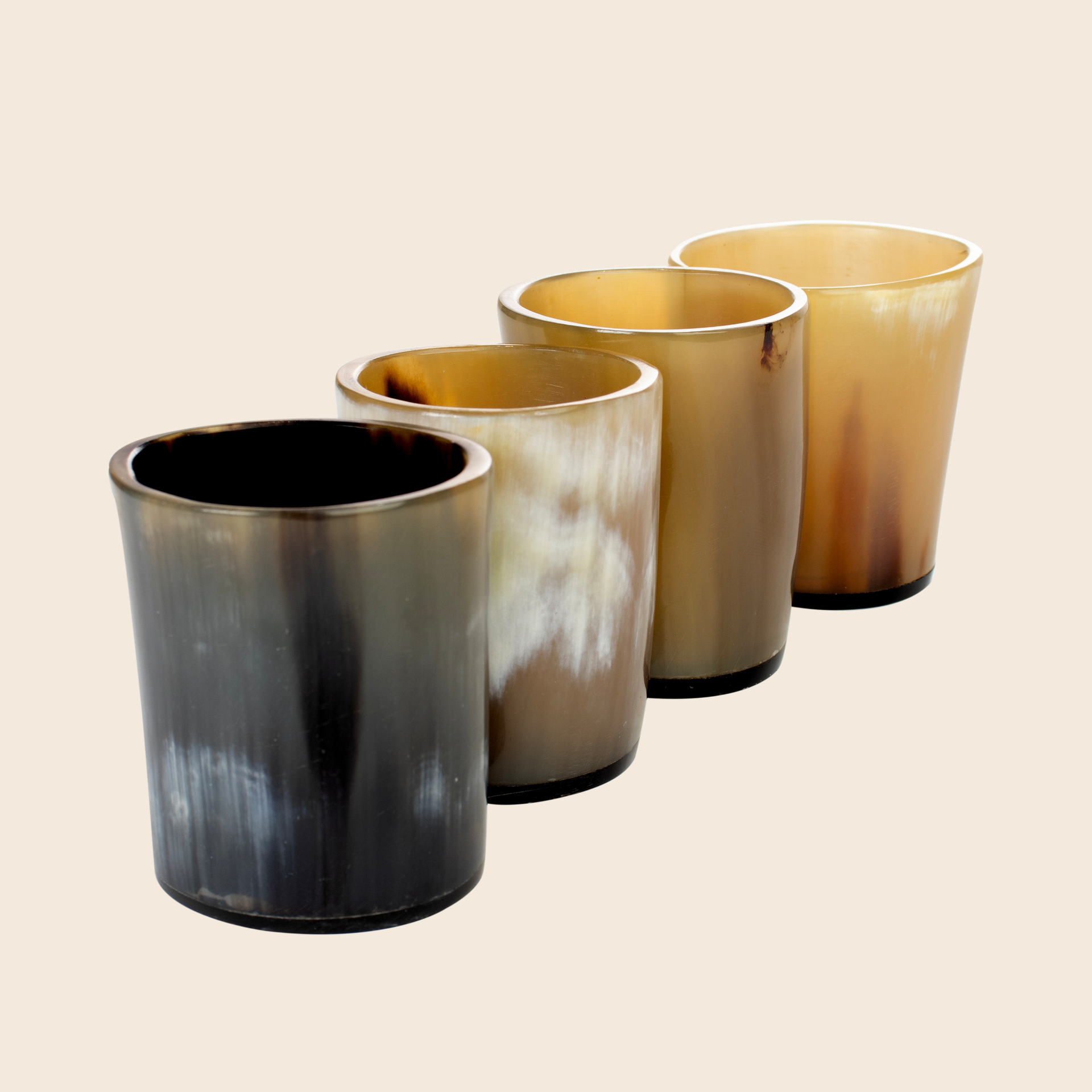 Horn Whiskey Shot Glasses Pack 4 - Holds Upto 6.5 oz, Natural