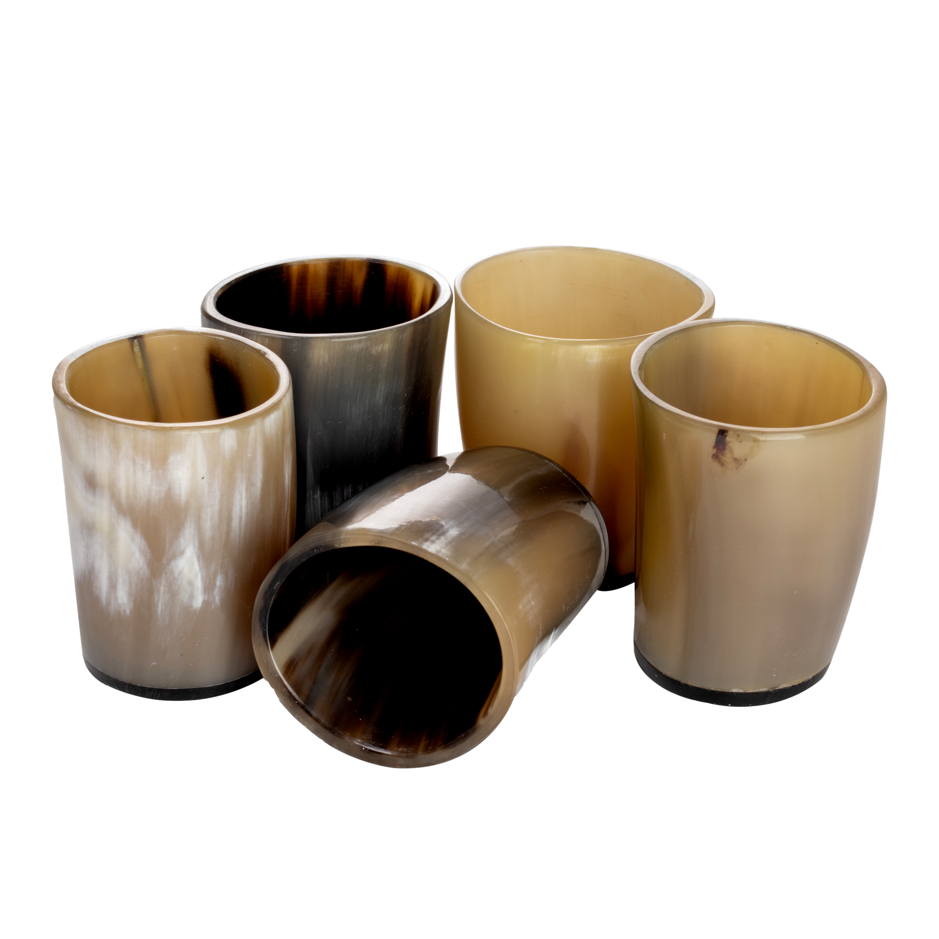 Horn Whiskey Shot Glasses Pack 5 - Holds Upto 6.5 oz, Natural