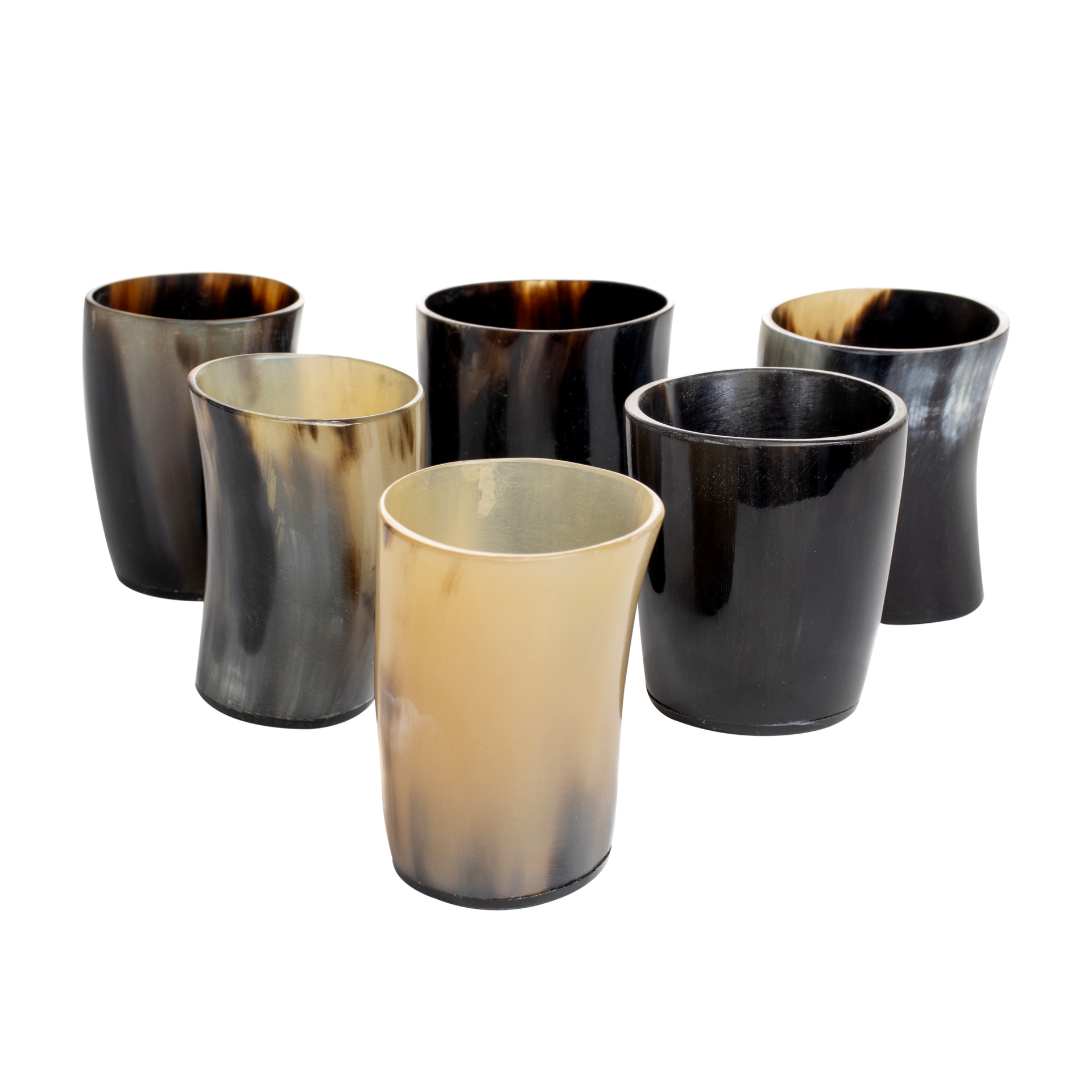 Horn Whiskey Shot Glasses Pack 6 - Holds Upto 6.5 oz, Natural