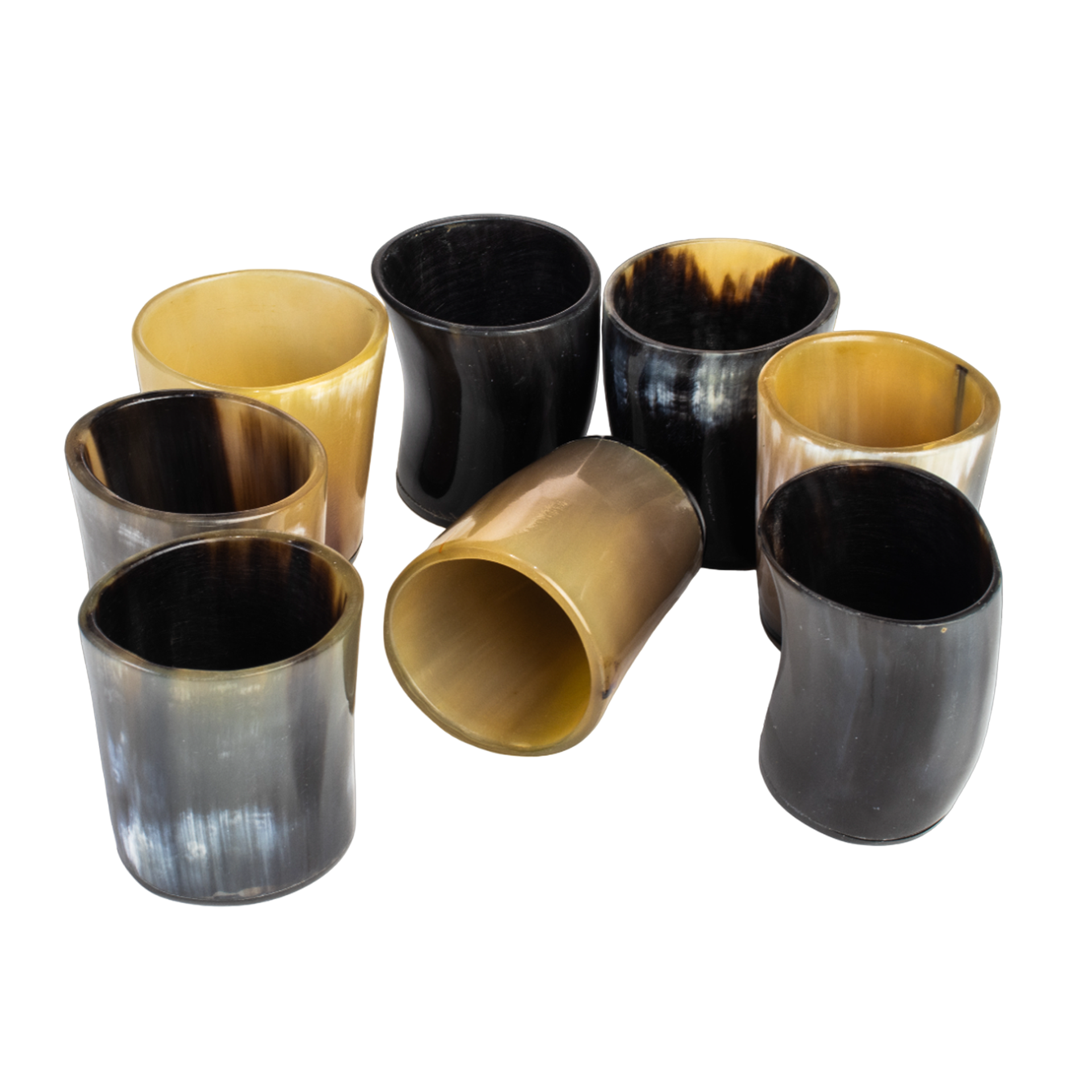Horn Whiskey Shot Glasses Pack 8 - Holds Upto 6.5 oz, Natural
