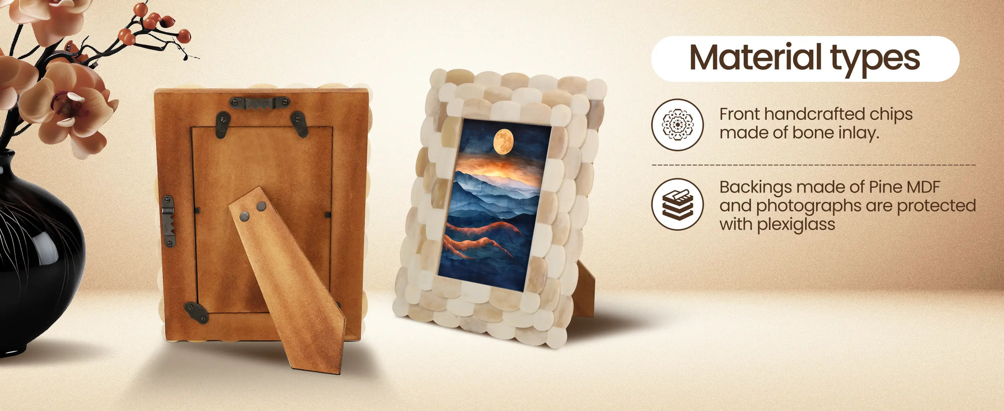 Picture Frames Scalloped Pattern Bone Inlay Collection in 4x6, White