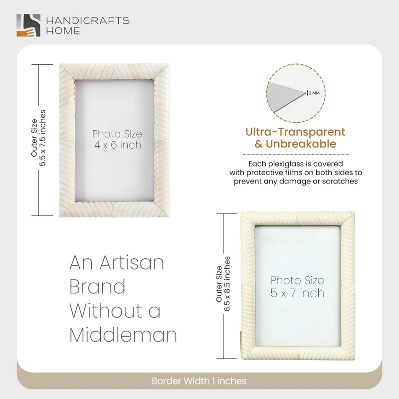 Size Chart for Picture Frames Sea Siren Ligeia Pattern Bone Inlay Collection in 2 Sizes