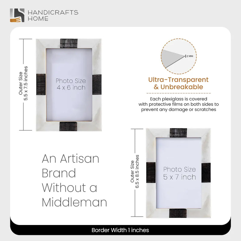 Size Chart for Picture Frames Sea Siren Teles Bone & Horn Inlay Collection in 2 Sizes
