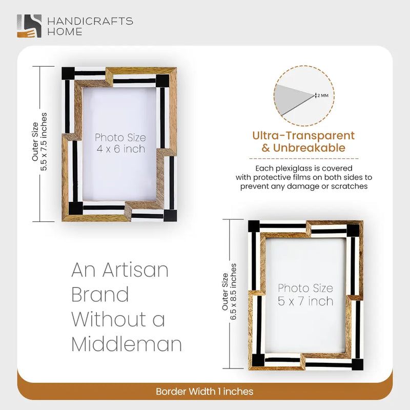Size Chart for Picture Frames Silhouette Sequenced Pattern Resin Inlay Collection in 2 Sizes