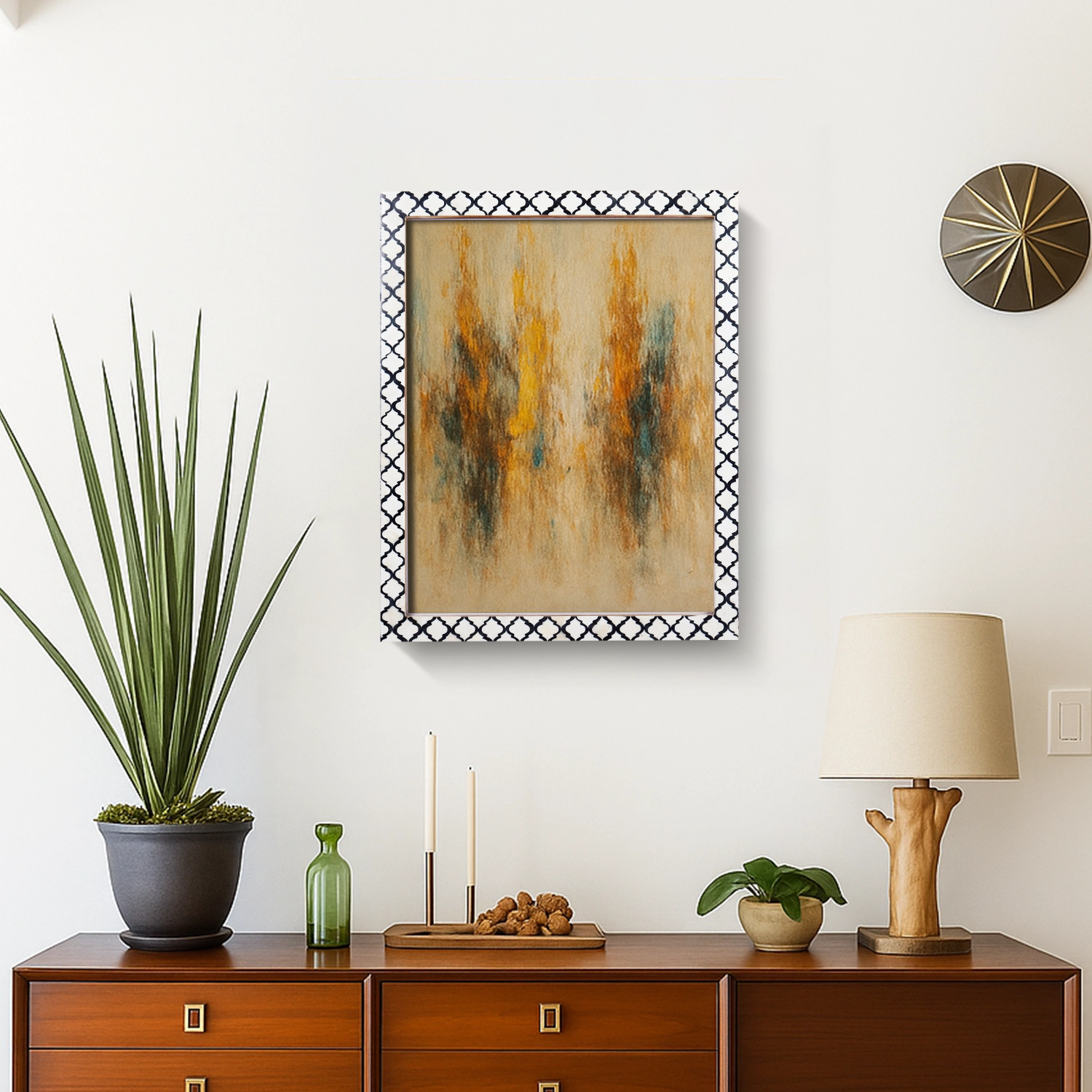 Picture Frames Moroccan Pattern Bone & Resin Inlay Collection in 27 Sizes, Black