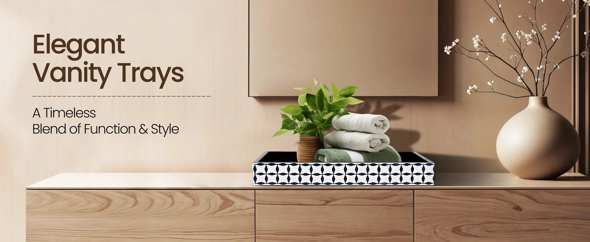 Vanity Tray Illusion Yinyang Pattern Resin Inlay Collection in 10x6, Brown