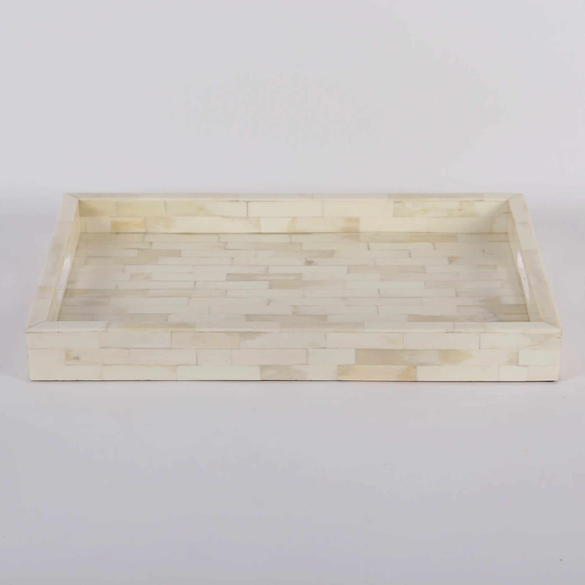 Decorative Tray Plain White Pattern Bone Inlay Collection in 2 Sizes