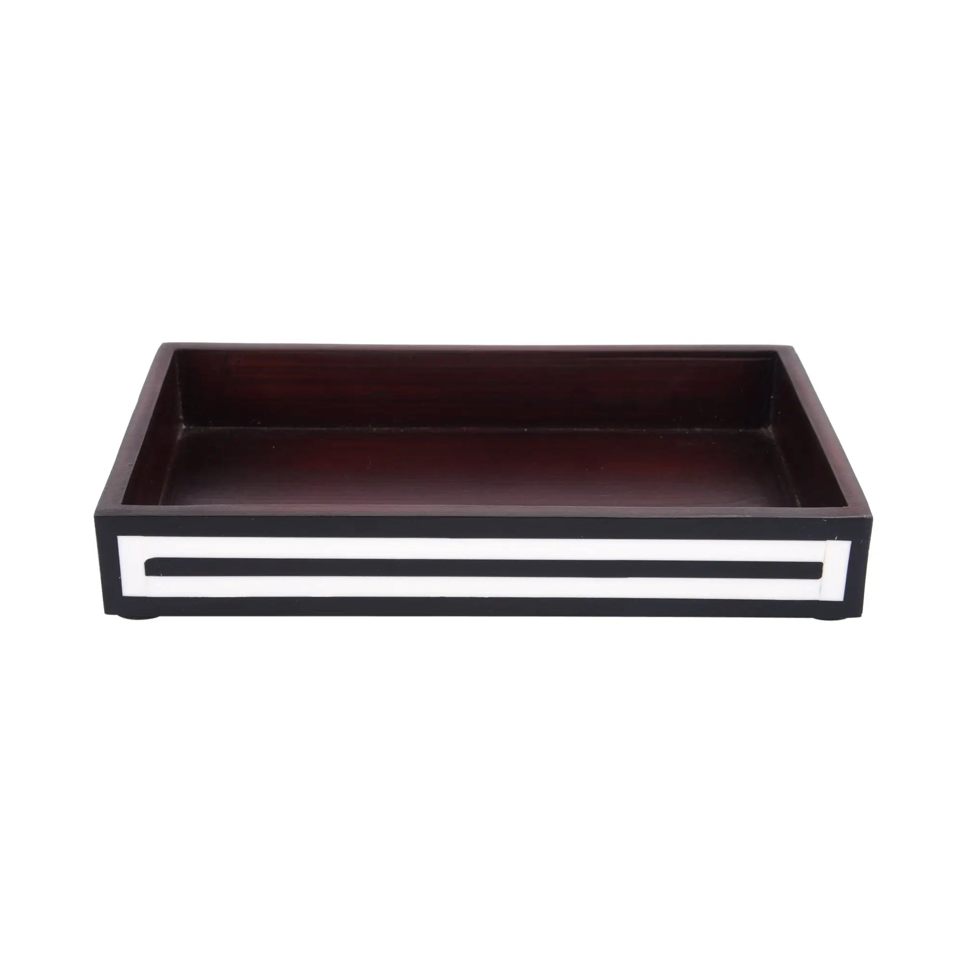 Vanity Trays Parlour Concentric Pattern Wood & Resin Inlay Collection in 10x6