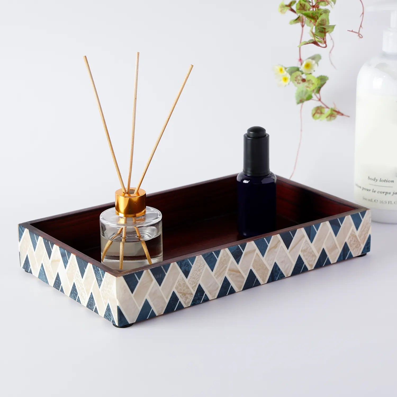 Vanity Trays Tavla Pattern Resin Inlay Collection in 10x6