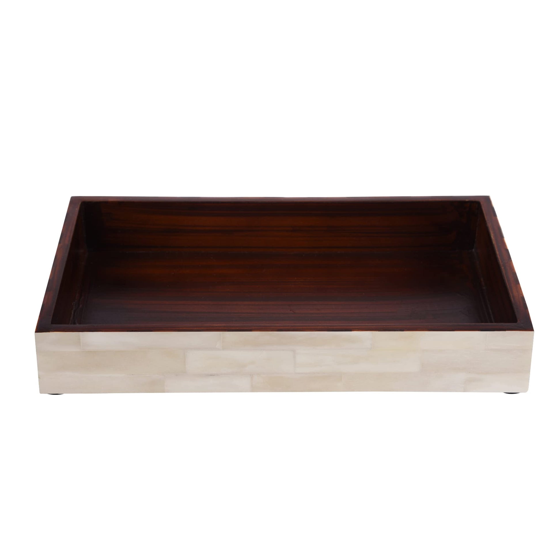 Vanity Trays Plain White Pattern Bone Inlay Collection in 10x6