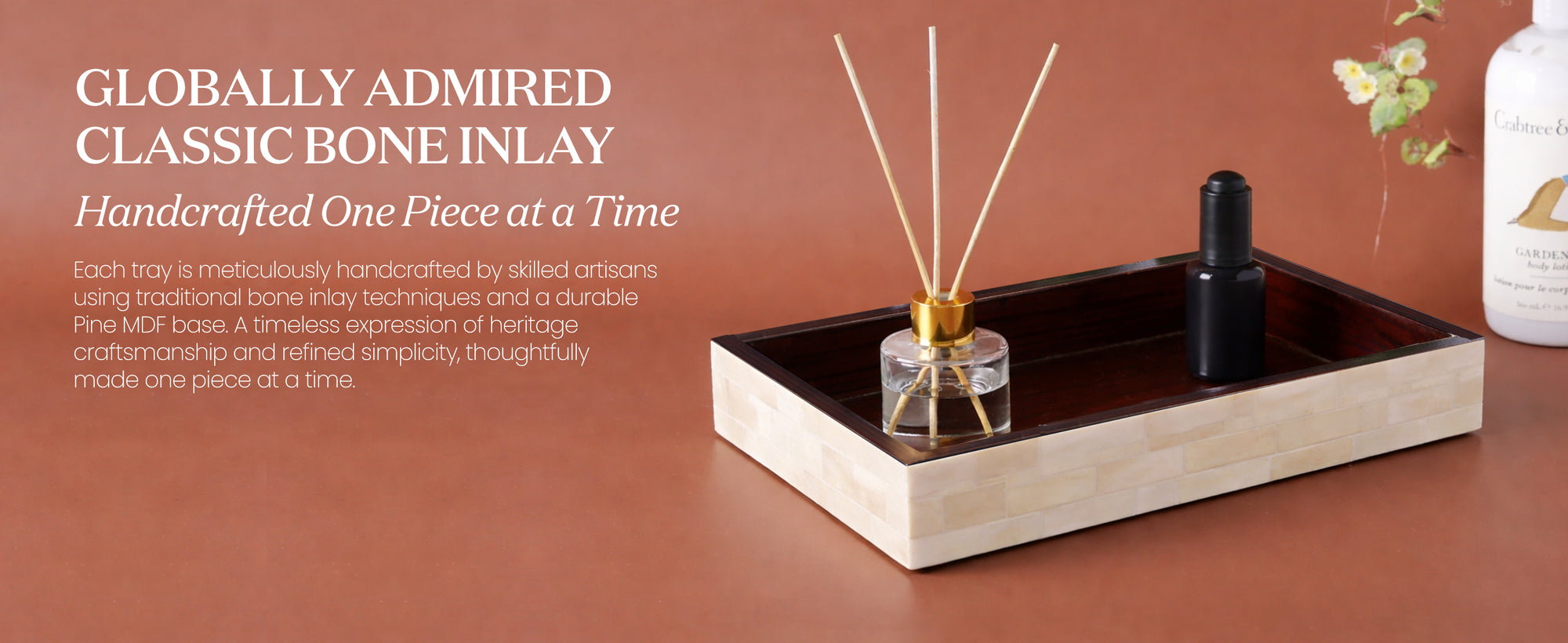 Bathroom Tray Plain White Bone inlay, Classic White, 10