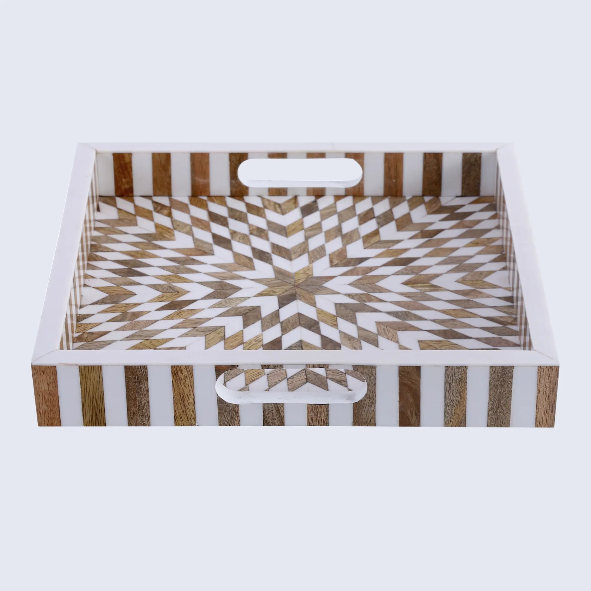 Decorative Tray Estrella Vida Pattern Resin Inlay Collection in 12x12