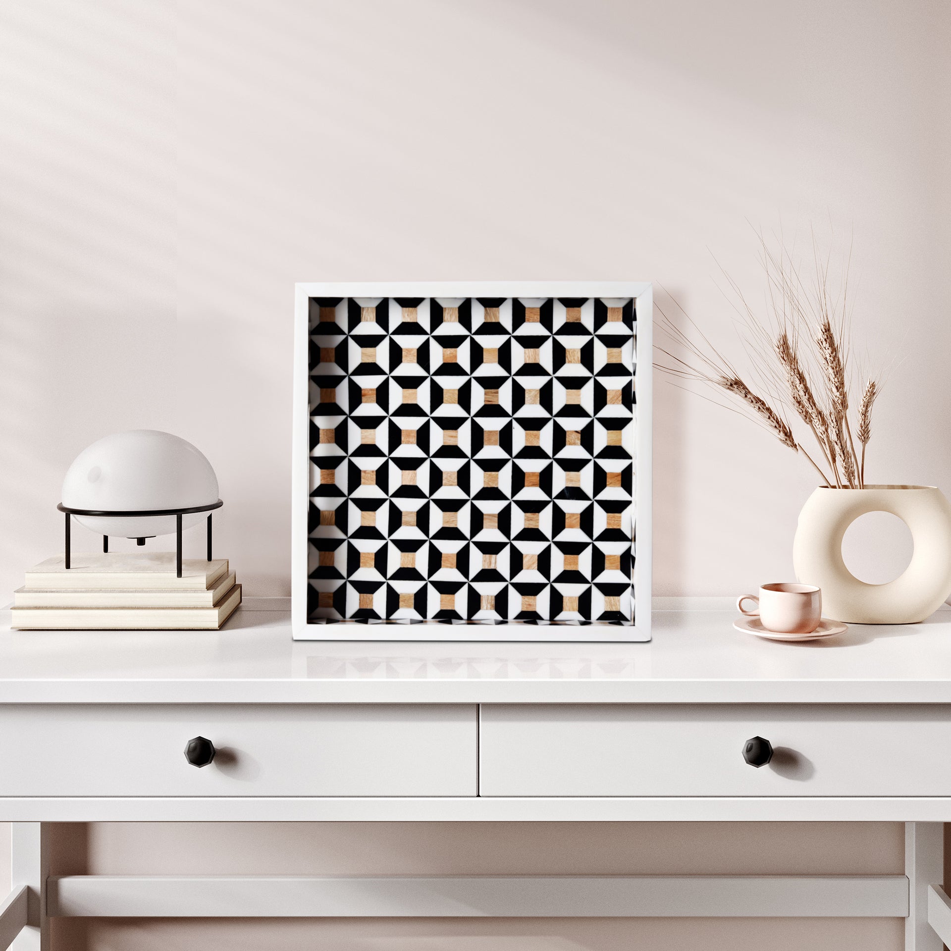 Decorative Tray Discovery Cypher Pattern Resin Inlay – 11" x 17", 12" x 12"