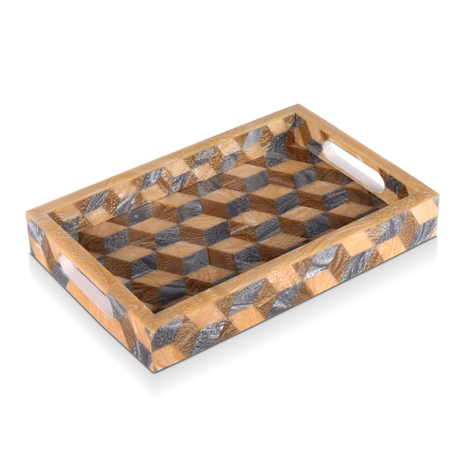 Decorative Tray Modern 3D Pattern Resin Inlay Vanity Organizer – 12" x 8"