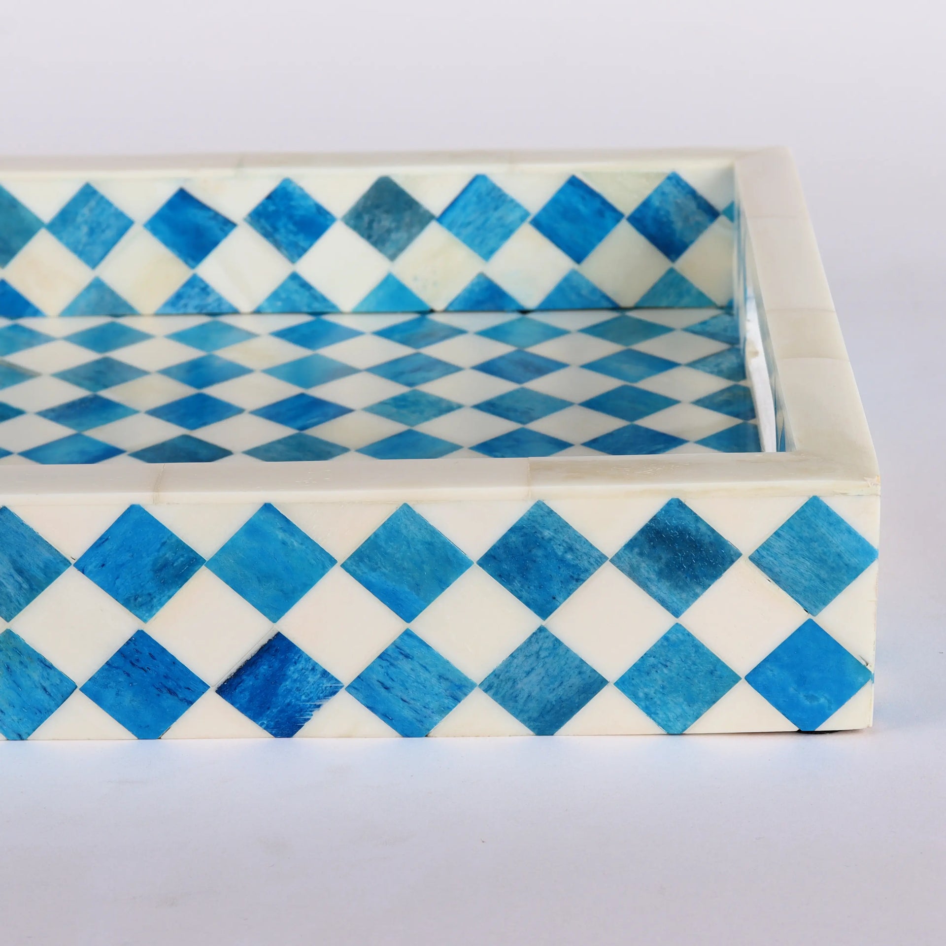 Decorative Tray Vintage Pattern Bone Inlay Collection in 12x8, Turquoise & White
