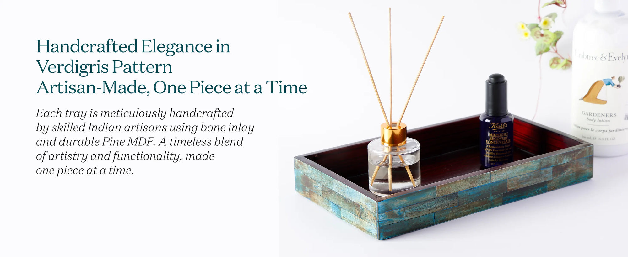 Decorative Tray Verdigris Pattern Bone Inlay Collection in 4 Sizes