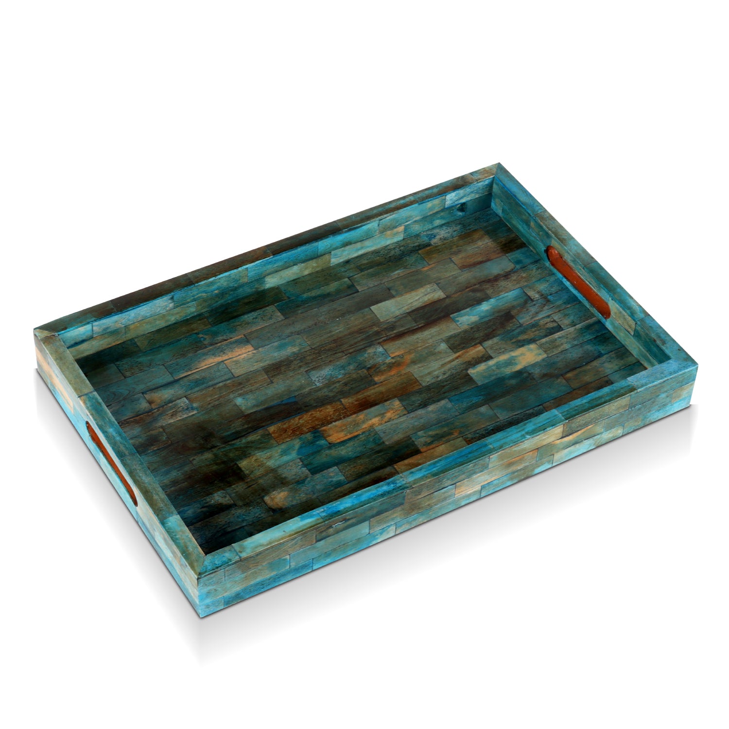 Decorative Tray Verdigris Pattern Bone Inlay Collection, 11"x17"