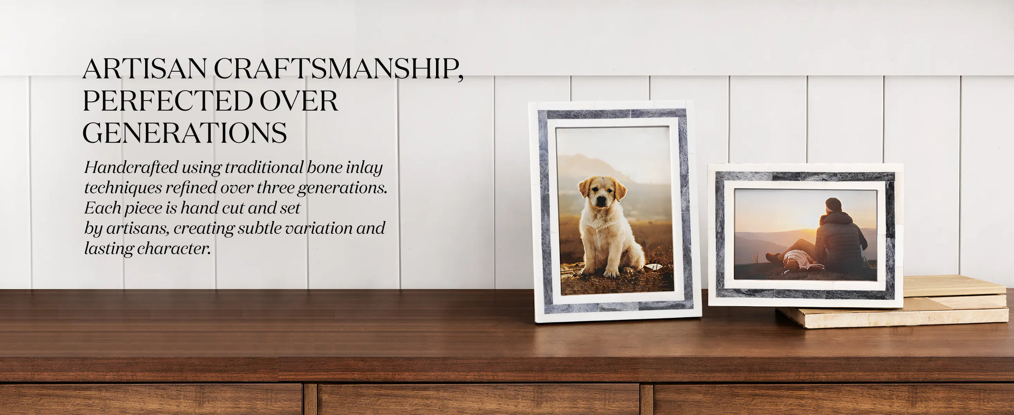 Picture Frame Kayala Luma Collection Bone Inlay White & Grey – 4x6 & 5x7